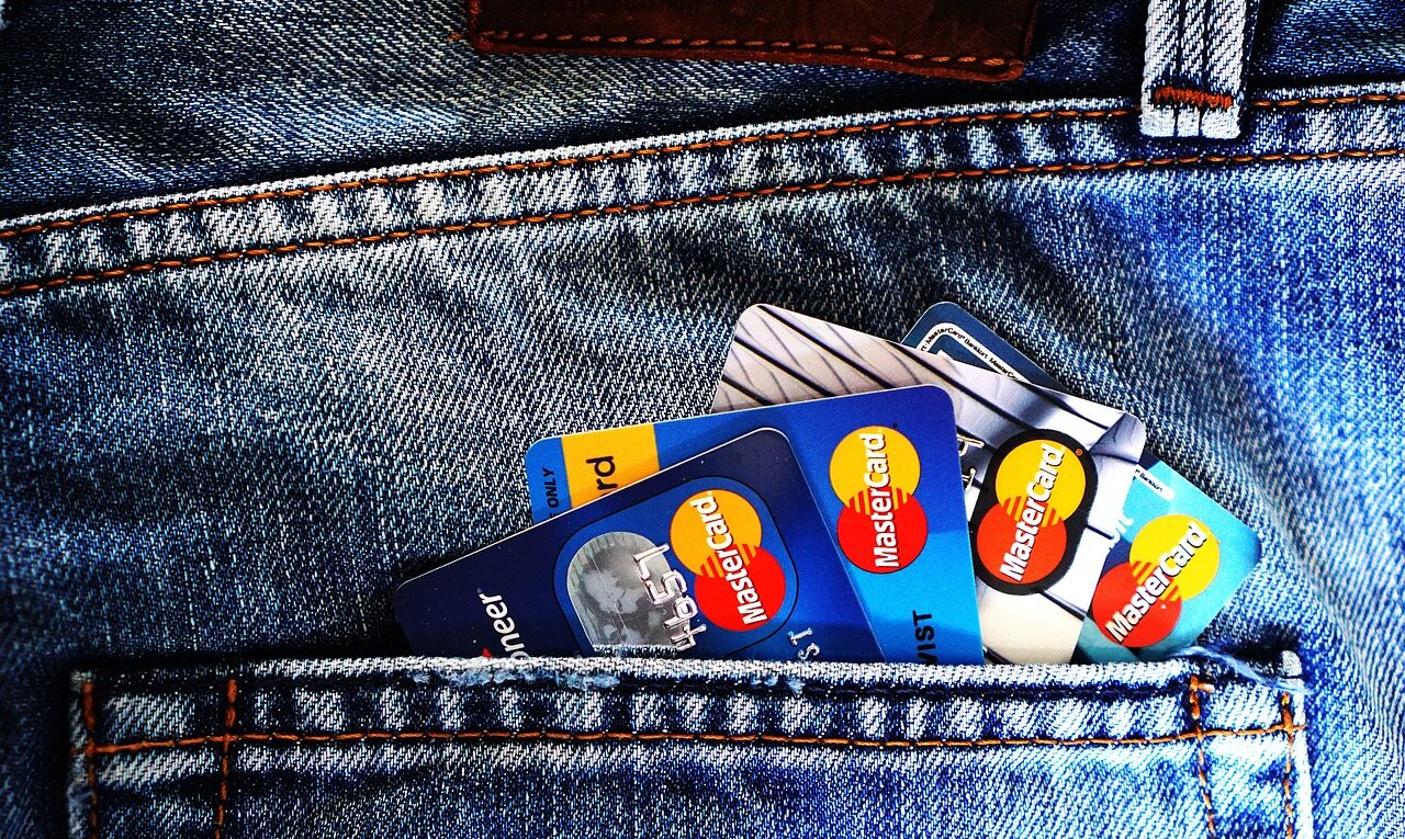 credit cards, denim, jeans