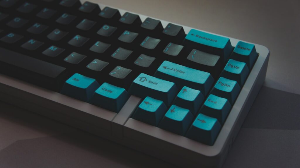 black and blue computer keyboard